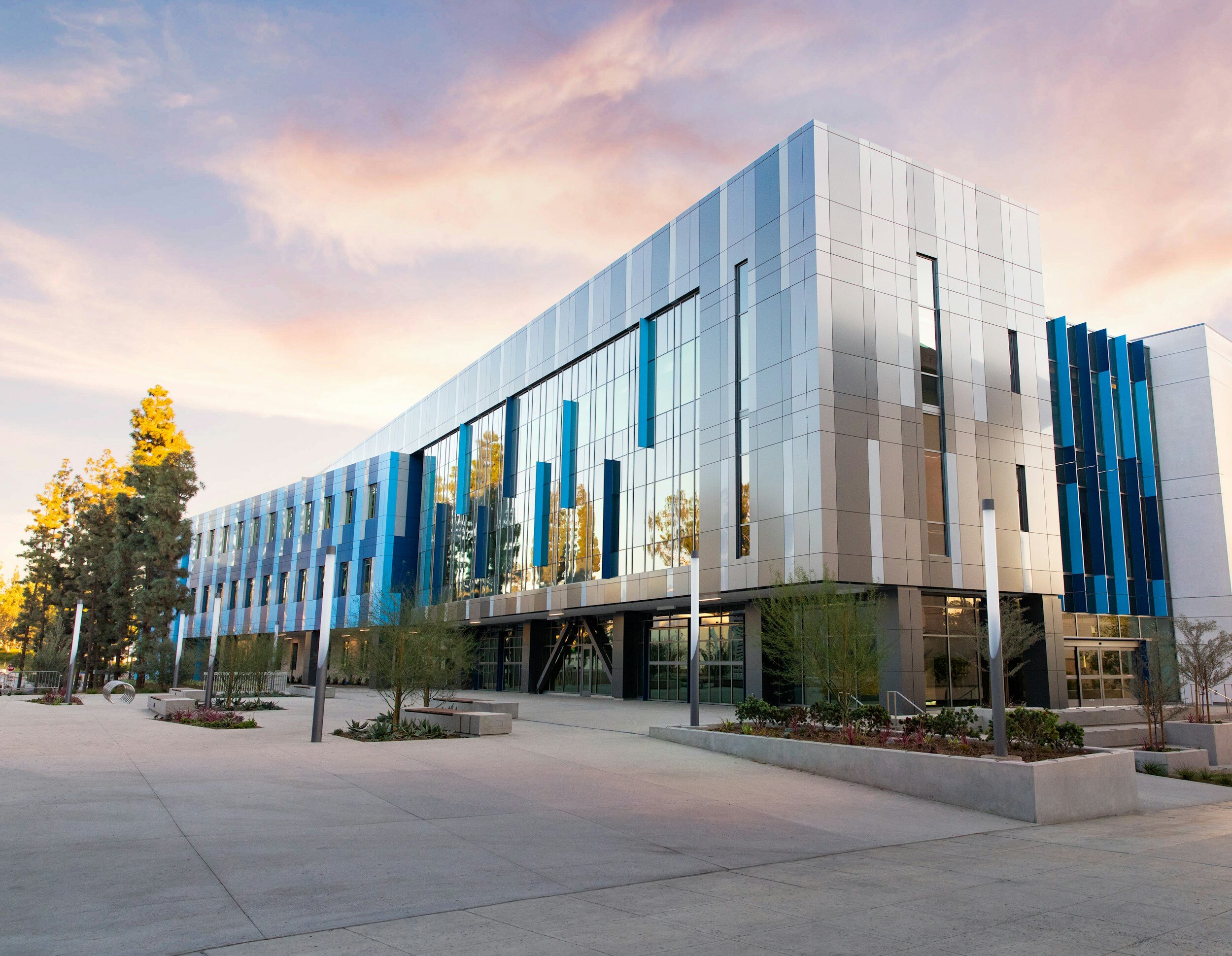 Modern commercial exterior with a detailed architectural finish